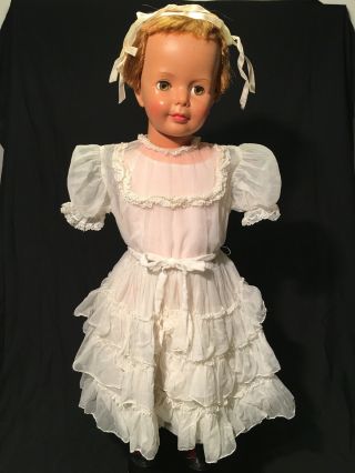 Vintage Dress For Ideal Patti Playpal Fits 35” Doll Sheer Organza Ruffles Beads