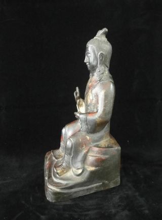 Very Rare Large Old Chinese Gilt Bronze Buddha Man Seated Statue Sculpture 2