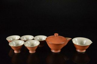 Z1879: Japanese Shigaraki - Ware Youhen Pattern Sencha Teapot Yusamashi Cups,  Auto