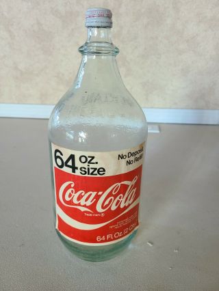 Vintage Coca Cola 64 Oz Glass Bottle Rare