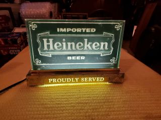 Heineken Beer Sign Light Up Vintage Display Bar Man Cave Rare Sign Htf