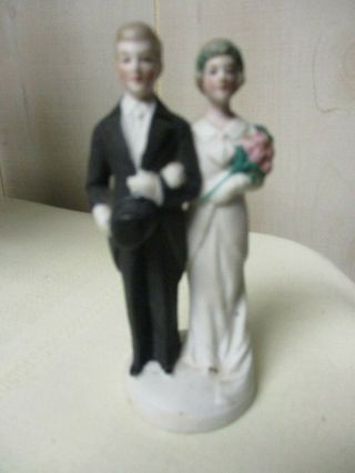Wonderful Vintage 1941 Bisque Bride & Groom Cake Topper Germany