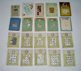 189 Antique C.  1910 Mother - Of - Pearl Buttons On 20 Cards