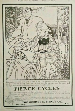 1906 Pierce Cycles Antique Bicycle Art Buffalo Ny Vintage Print Ad
