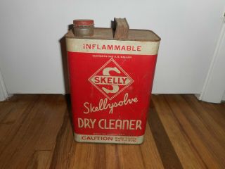 Rare Vintage Skelly Skellysolve Inflammable Dry Cleaner Gas Oil Advertising Can