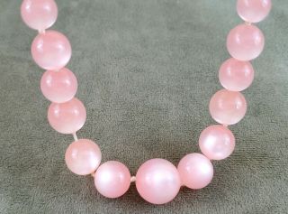 Estate 18 Inch Pink Moonstone? Necklace Hand Tied Vintage Antique Graduated Bead
