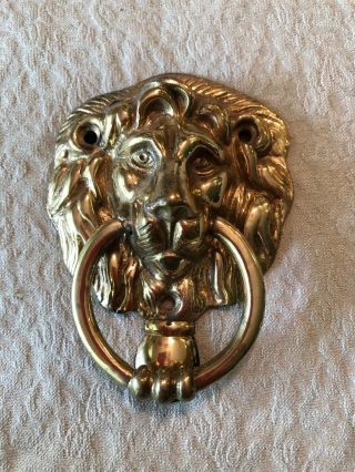 Vintage Heavy Duty Solid Brass Lion Head Door Knocker 4 1/4” Long X 3 1/16” Wide