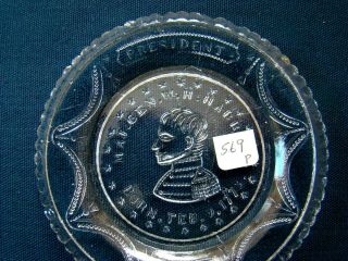 Antique Flint Glass Cup Plate Lee Rose 569; EAPG,  Lacy,  Boston Sandwich 2
