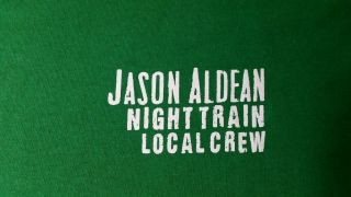 Jason Aldean 2014 Night Train Concert Tour Rare Local Crew Shirt Grn Xl