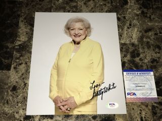 Betty White Rare Autographed Hand Signed Color 8x10 Photo Actress Psa Dna