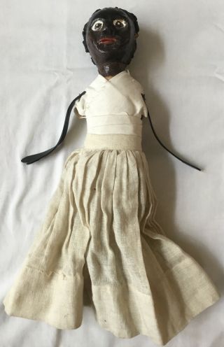 Antique African American Black Woman Girl Doll Stick Puppet Folk Art