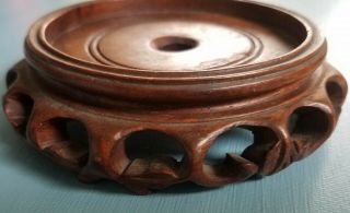 Vtg/antique Chinese Carved Hard Wood Display Stand Vase For 2 15/16 " Round Base