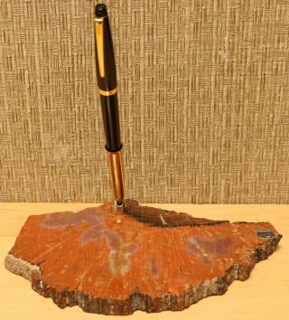 Rare Vintage Arizona Petrified Wood Pen Holder / Paper Weight,  Bonus Cross Pen