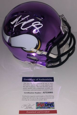Kirk Cousins Signed Autograph Minnesota Vikings Chrome Mini Helmet Rare Psa/dna