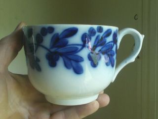 1890 FLOW BLUE OVERSIZE PORCELAIN COFFEE CUP K & G LUNEVILLE FRANCE SIGNED 2