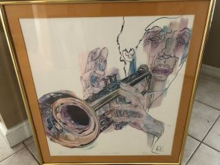 Eugene Massin Artist Proof Trumpet Player Signed / Rare 26 X 29 " /1981