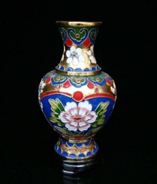 150mm Collectible Handmade Brass Cloisonne Enamel Vase Flower Deco Art