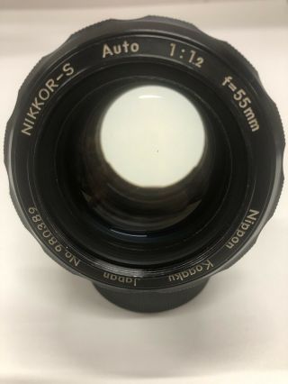Rare Vintage Nikkor - S Auto 55mm 1.  2 Nikon Japan Nippon Fast Prime Lens