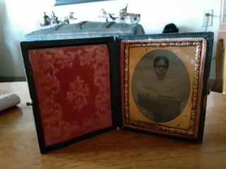 Civil War " Freedman " Tintype - African American Servent - 1/9th Plate Case - Rare.
