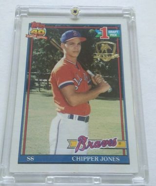 1991 Topps Desert Shield Chipper Jones Rc Rare (large Crease)