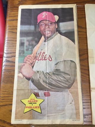 1968 Topps Baseball Poster 15 Richie Allen Philadelphia Phillies Rare
