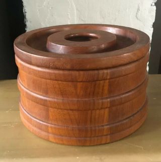 Dansk Ihq Ice Bucket Teak Wood Staved Denmark Insulated Quistgaard Vintage Mcm