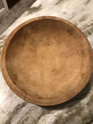 Early Antique Primitive Munising Wooden Dough Bowl Signed