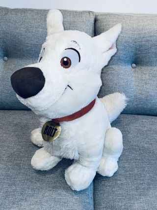 Rare 22” Bolt Disney Store Plush Dog Stuffed Animal Toy White Puppy Movie Huge