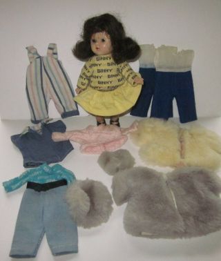 Vintage 1950s Vogue Ginny 7.  5 " Slw Painted Lash Doll With Tagged Clothing
