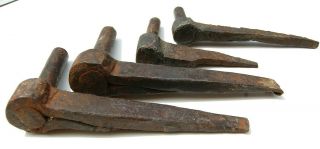 2 Pair Antique Blacksmith Hand Forged Wrought Iron Gate/barn Strap Hinge Pintles