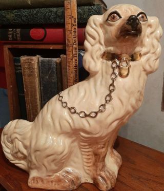 Vtg Dog Staffordshire Spaniel Figure Golden Large Figurine,  Studio Art 1975