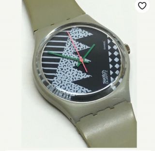 Vintage Swatch Watch Grey Memphis Gm100 1984 Extremely Rare Retro Mod 80s Design