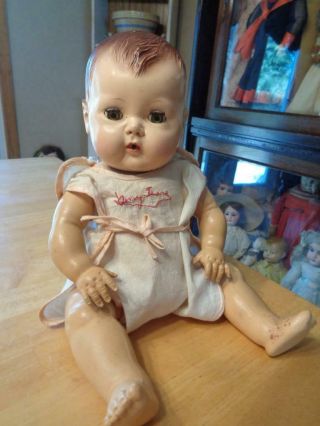Vintage American Character Tiny Tears Doll Heavy Rubber Body Molded Hair Tlc 14 "