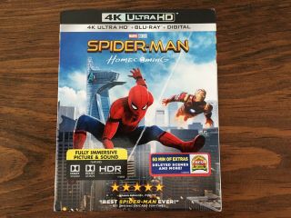 Spider - Man: Homecoming (4k Ultra Hd/blu - Ray,  2017,  Includes Rare Slipcover)