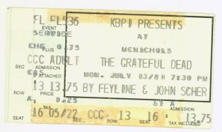 Rare Grateful Dead 7/13/81 Denver Co Mcnichols Arena Concert Ticket Stub
