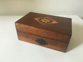 Fine Antique/vintage Inlaid Wooden Wood Jewelry Box With Lid