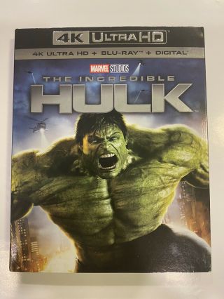 The Incredible Hulk (4k Ultra Hd,  Blu - Ray) No Digital - W/ Rare Slipcover