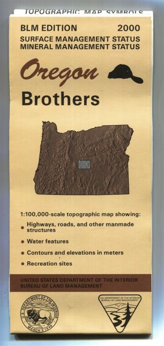 Usgs Blm Edition Topographic Map Oregon Brothers 2000 Surface,  Mineral