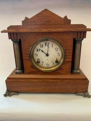Antique Ansonia Clock Co.  York Wooden Mantle Clock