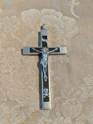 Vintage Antique Cross Crucifix Religious Pendant With Skull Head