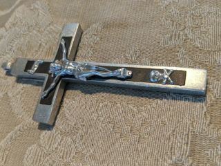 Vintage Antique Cross Crucifix Religious Pendant with Skull Head 2