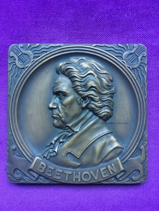 Antique And Rare Bronze Medal Of Beethoven Made By Cabral Antunes