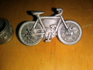 Ms.  Dee Bicycle Pewter Box And Jewelry Set Earrings Necklace Rare