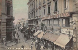 Rare Brazil 1910’s Real Photo Rua De Rosario Road In Sao Paulo,  Brasil