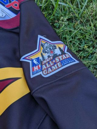 VTG RARE Pro Chicago Wolves Hockey Jersey Sz 52 SP 2001 All - Star Game Patch IHL 2