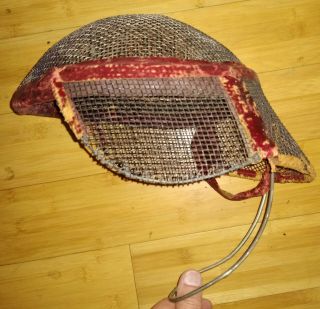 Antique Vintage Wire Mesh Fencing Bee Keeper Mask Rare Design Old Leather Small
