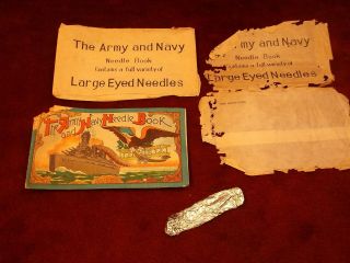 Rare,  Very Old Vtg Antique Sewing Machine Needles Pack " The Army & Navy Book "