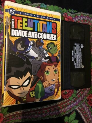 Teen Titans Volume 1 Divide And Conquer Vhs 2004 Dc Rare Clamshell Screened