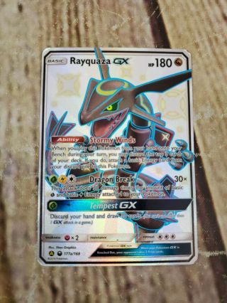 Rayquaza Gx 177a/168 Full Art Pokemon Card Ultra Rare Shiny 2019