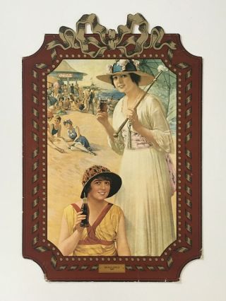Rare Vintage Antique 1918 Coca Cola Beach Girls 28” Cardboard Advertising Sign